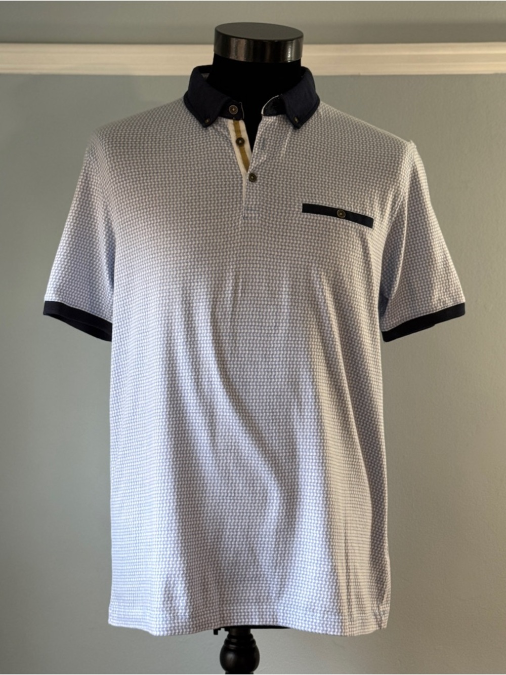 English Laundry Light Blue Micro Pattern Polo